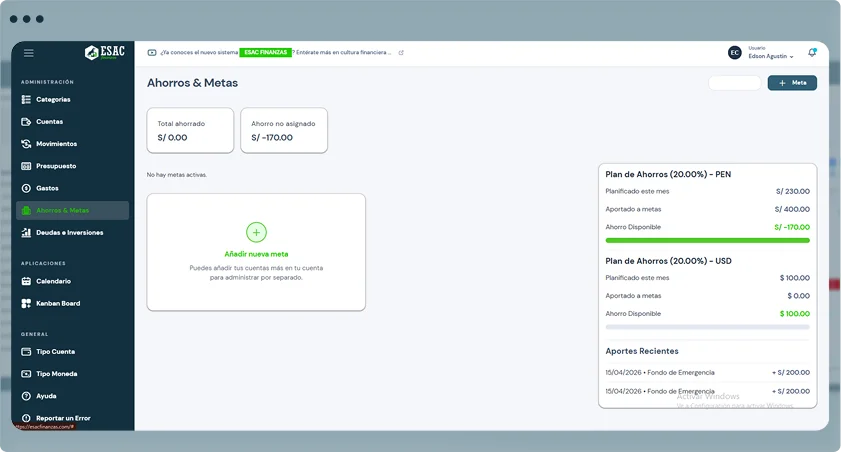 Dashboard Menú